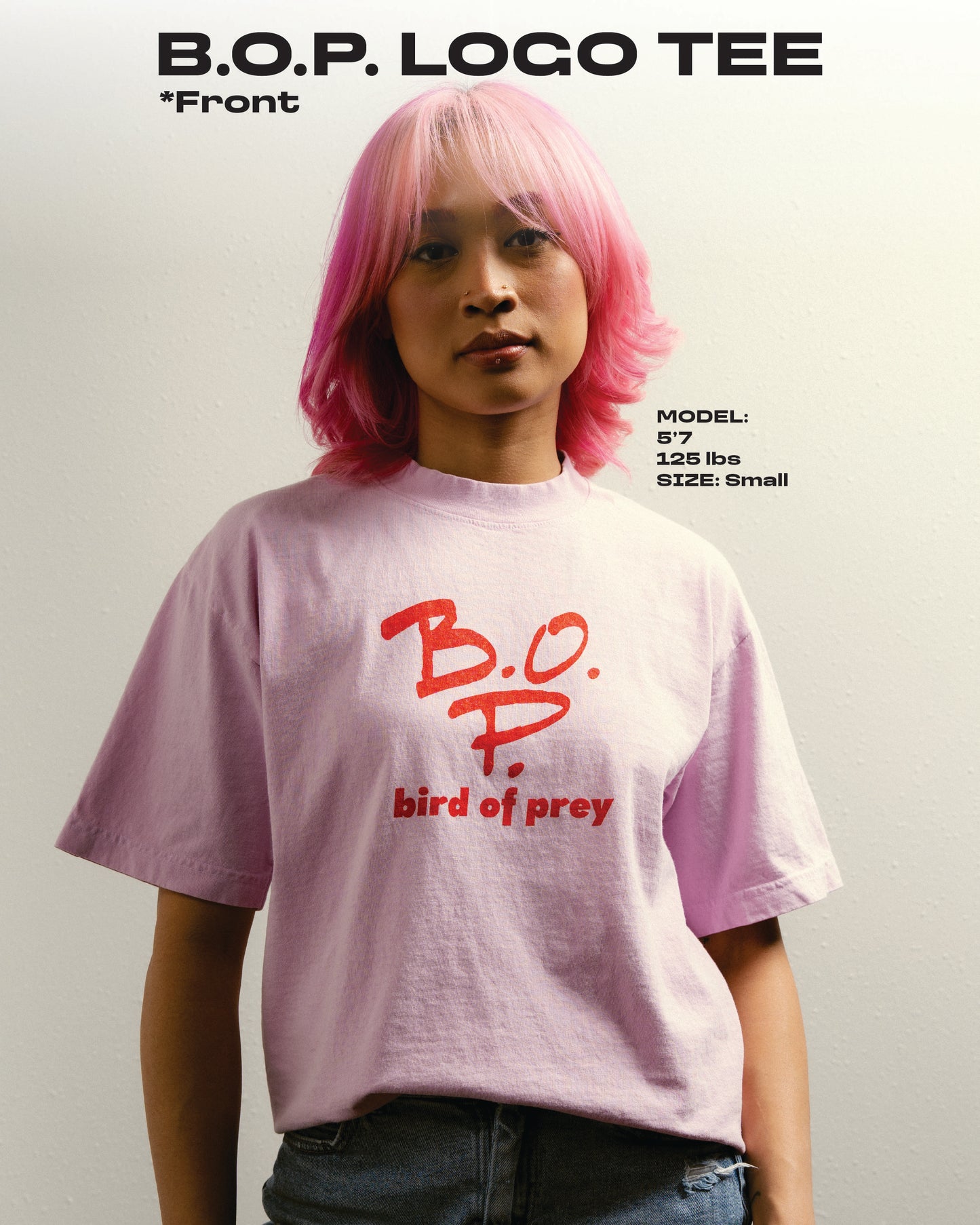 B.O.P. Logo Tee (Standard Fit, Pink)